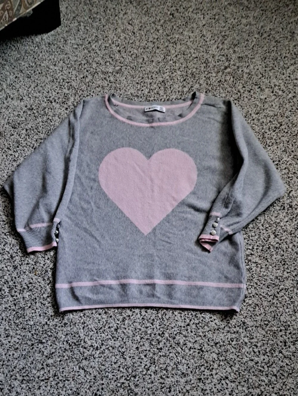 89th & Madison Light Blue Sweater with Pale Pink Heart